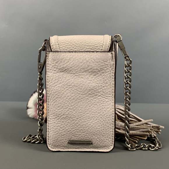 REBECCA MINKOFF Grey Rabbit Fur Leather Cross Body Handbag - Picture 3 of 10